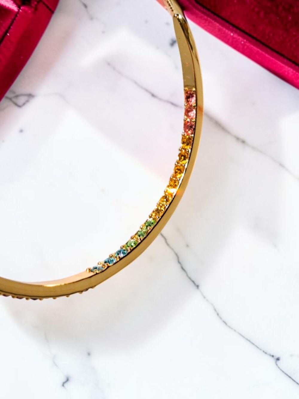 Kurt Geiger London Rainbow Pave Gold-Toned Hoop Earrings NWT - Picture 5 of 10
